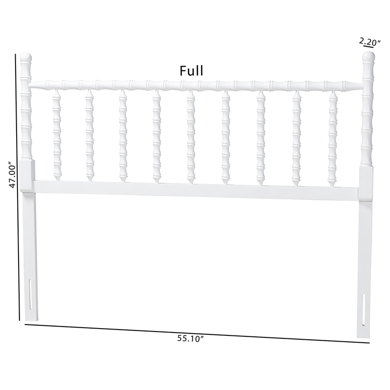 Baxton Studio Edaline Bamboo Motif Headboard Crafted Wood Panel Full White