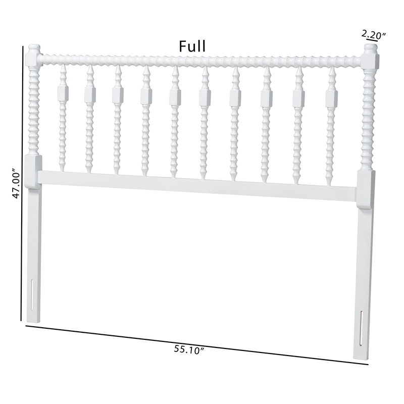 Baxton Studio Juliette Turned Spindle Headboard Crafted Wood Panel Queen White