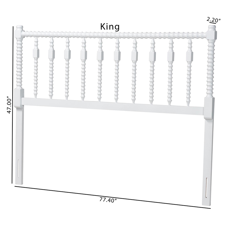 Baxton Studio Juliette Turned Spindle Headboard Crafted Wood Panel Queen White