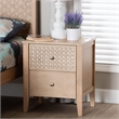 Baxton Studio Lara Nightstand 2-Drawer Bedside Table with Overlay Oak Brown