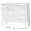 Baxton Studio Lara Dresser 6-Drawer Bedroom Storage Chest with Overlay White