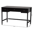 Baxton Studio Lucera Bobbin Writing Desk 3-Drawer Home Office Desk Black