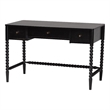 Baxton Studio Lucera Bobbin Writing Desk 3-Drawer Home Office Desk Black