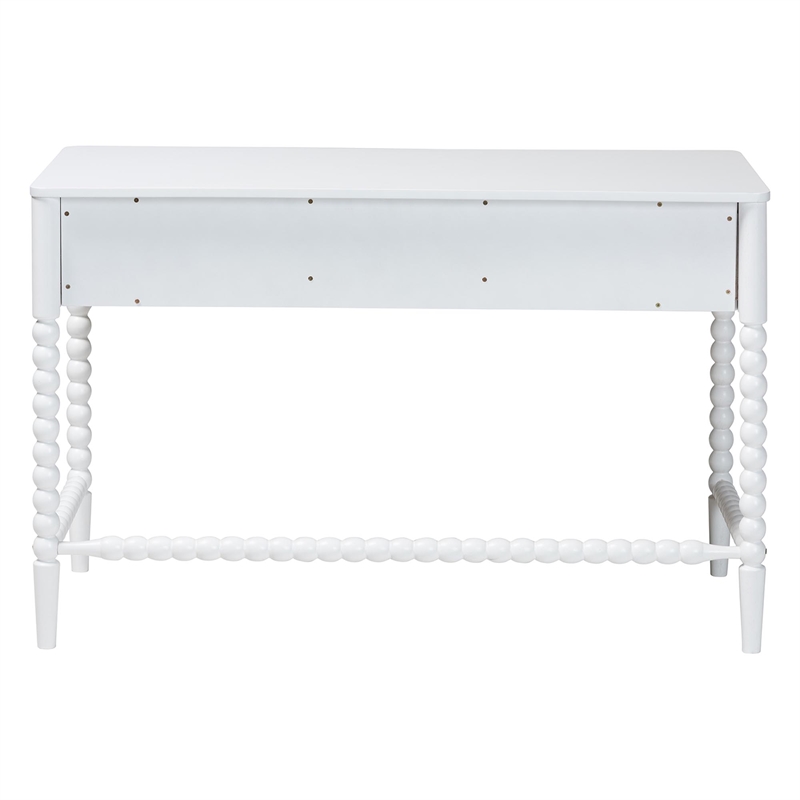 Baxton Studio Lucera Bobbin Writing Desk 3-Drawer Home Office Desk White