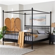 Baxton Studio Callison Spindle Canopy Bed Frame with Headboard Black King