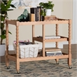 Baxton Studio Seamus 3-Tier Book Cart with Bobbin Frame Beech Brown