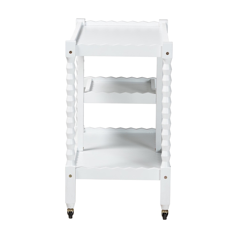 Baxton Studio Seamus 3-Tier Book Cart with Bobbin Frame White