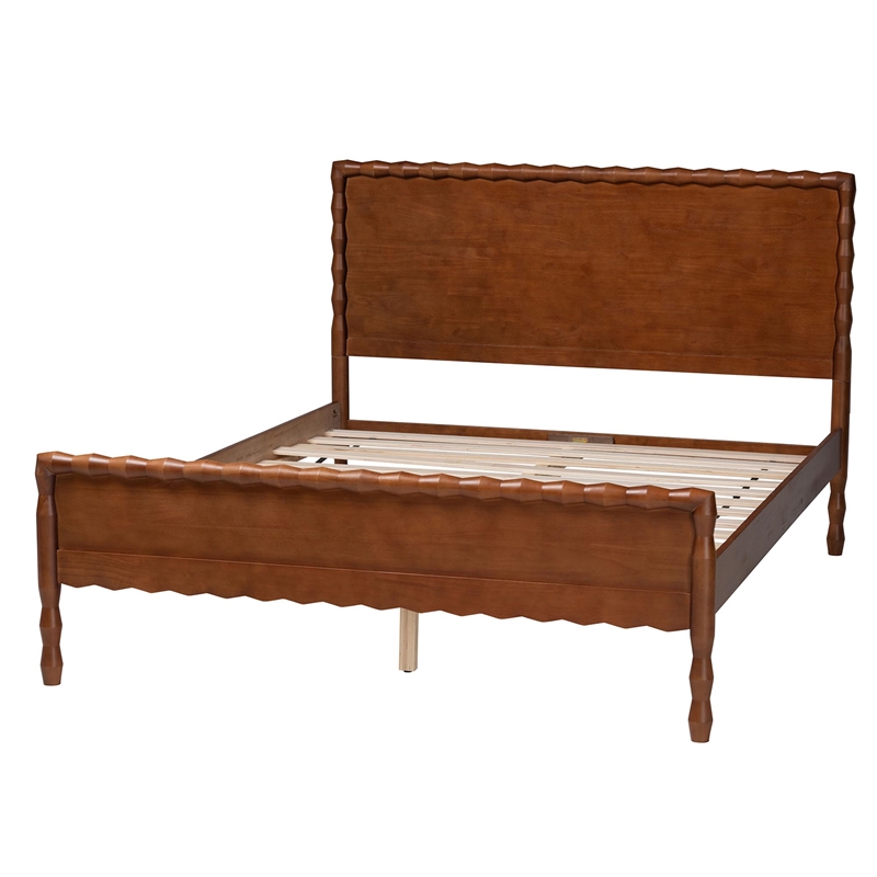 Baxton Studio Seamus Platform Bed with Carved Bobbin Frame Queen