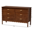 Baxton Studio Danette Bobbin Engineered Wood 6-Drawers Bedroom Dresser in Brown
