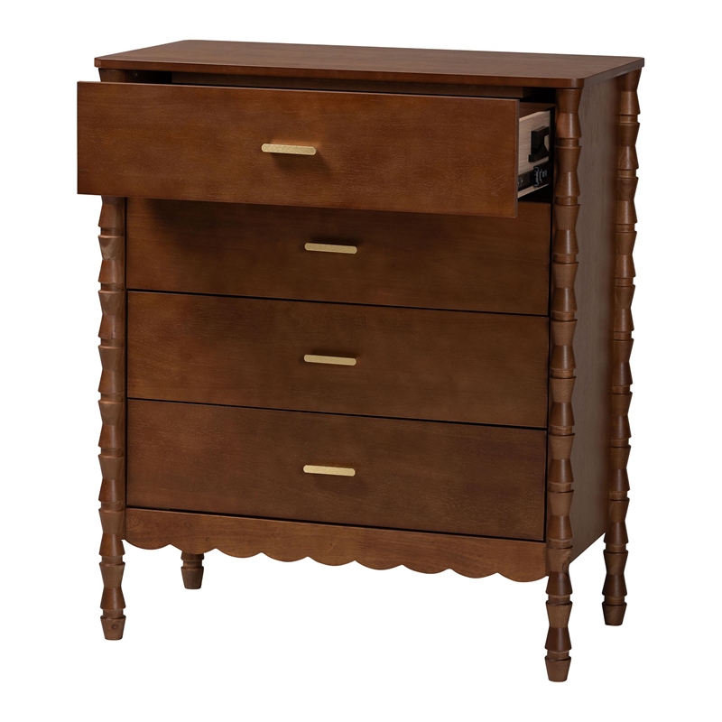 baxton studio danette bobbin engineered wood 4-drawers bedroom chest in brown
