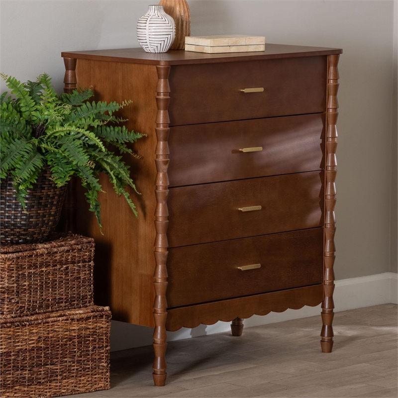baxton studio danette bobbin engineered wood 4-drawers bedroom chest in brown