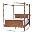 Baxton Studio Danette Bobbin Wood Canopy Bed Queen