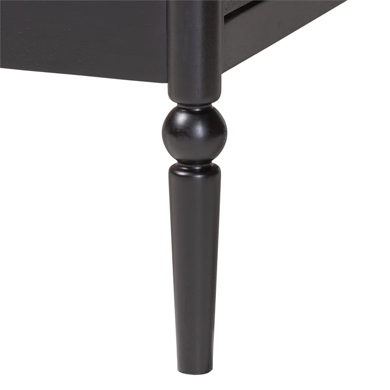 Baxton Studio Lucera 6-Drawer Platform Bed with Bobbin Frame Full Black