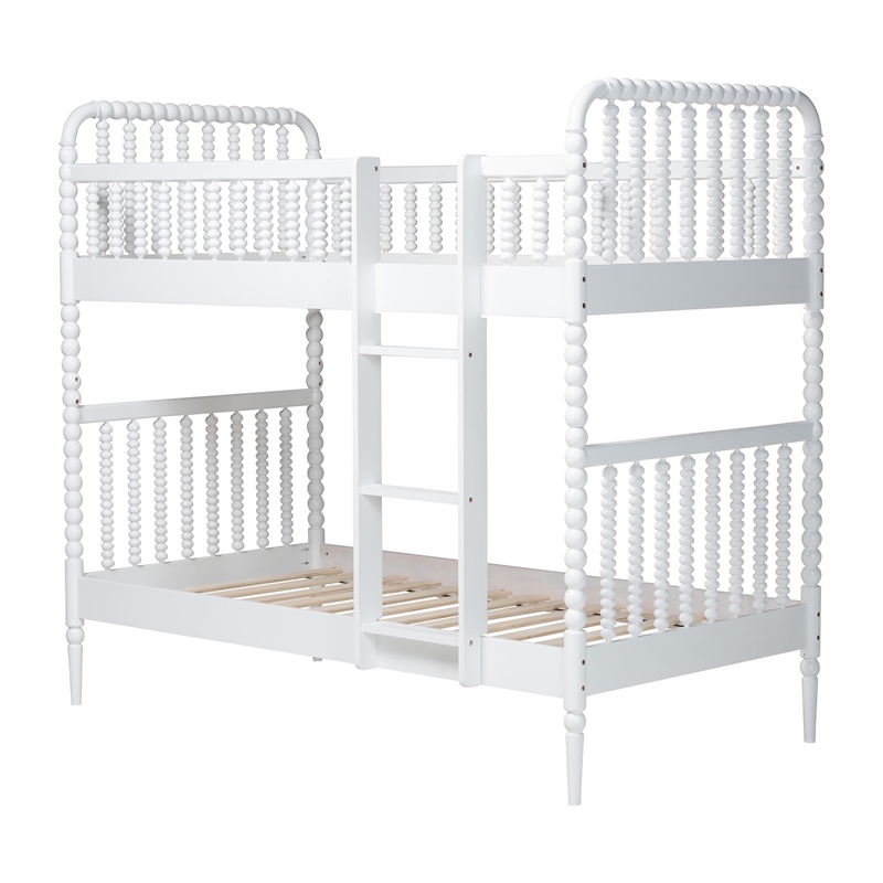 Baxton Studio Lucera Bobbin Bunk Bed with Ladder White