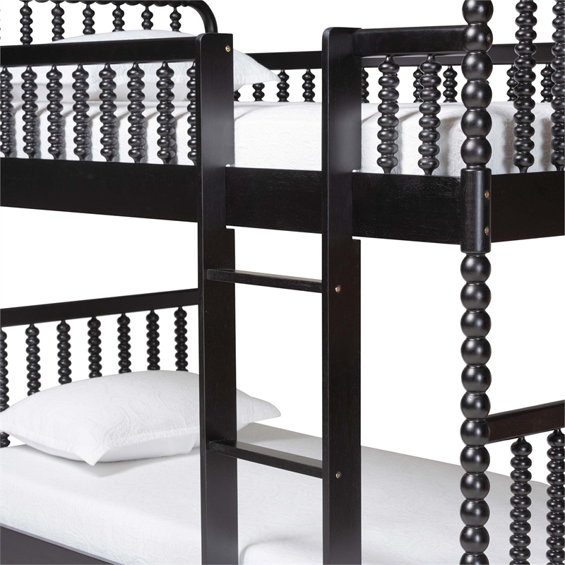 Baxton Studio Lucera Bobbin Bunk Bed with Ladder Black