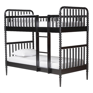Baxton Studio Lucera Bobbin Bunk Bed with Ladder Black