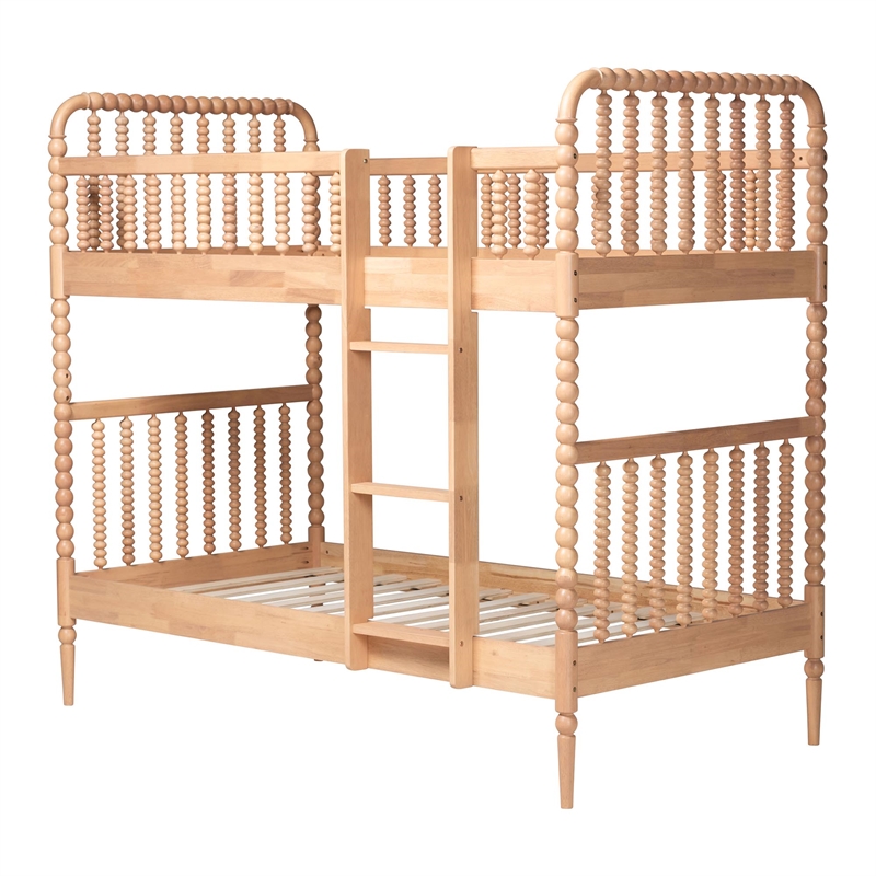 Baxton Studio Lucera Bobbin Bunk Bed with Ladder Beech Brown