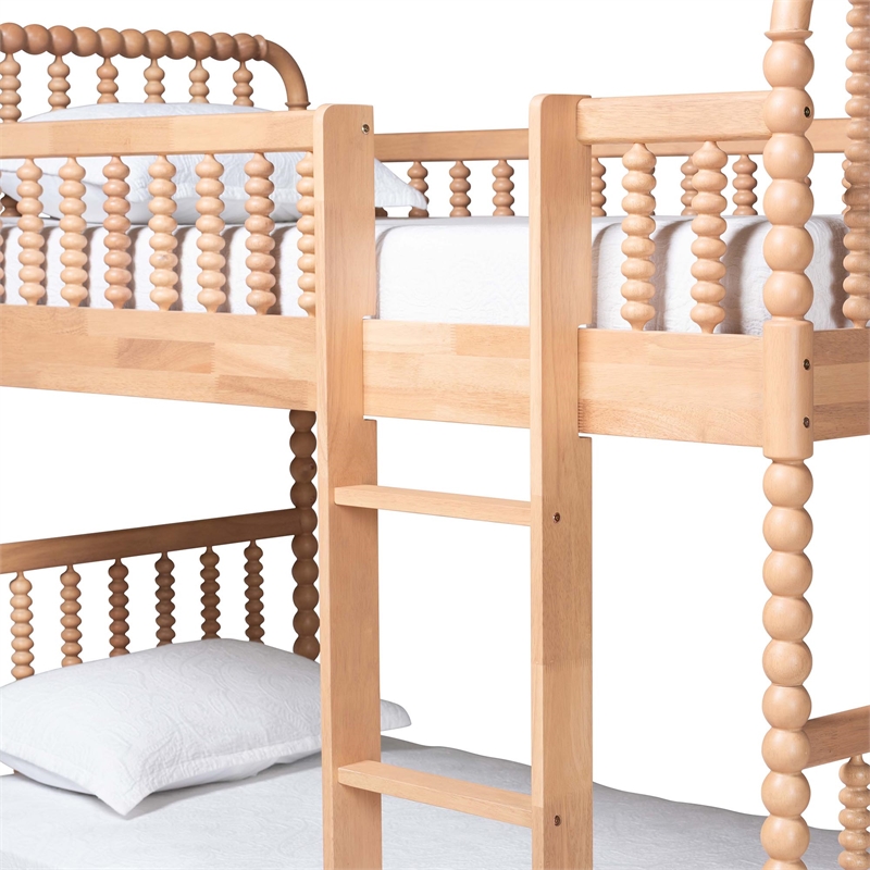 Baxton Studio Lucera Bobbin Bunk Bed with Ladder Beech Brown