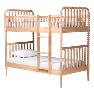 Baxton Studio Lucera Bobbin Bunk Bed with Ladder Beech Brown