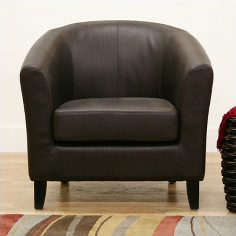 Leather Club Barrel Chair in Brown A52206