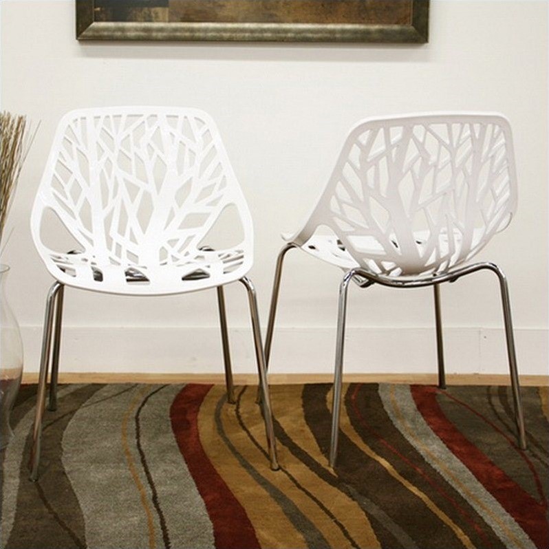 Accent Dining Chair in White (Set of 2)