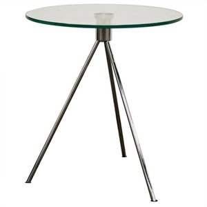 triplet end table in clear and brushed nickel