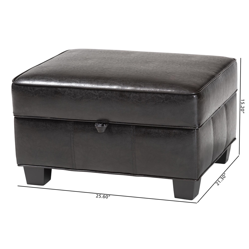 Agustus Storage Ottoman in Dark Brown
