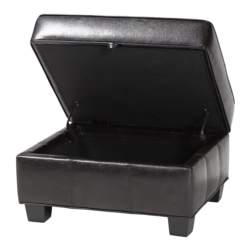 Agustus Storage Ottoman in Dark Brown