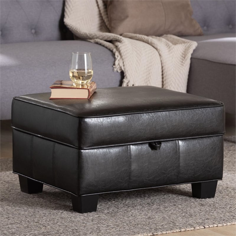 Agustus Storage Ottoman in Dark Brown