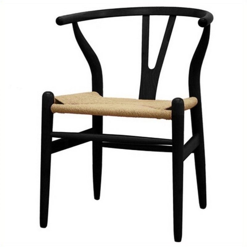 Wishbone Y Dining Chair in Black (Set of 2) | BushFurnitureCollection.com