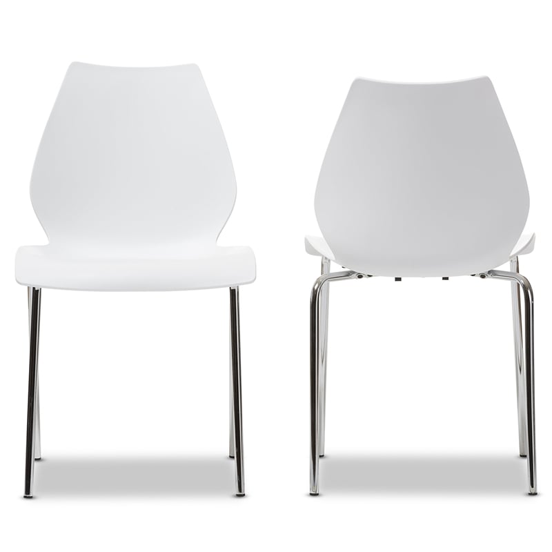 Baxton Studio Overlea Dining Chair in White (Set of 2)