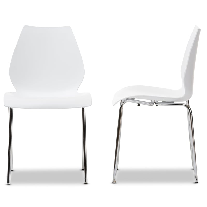 Baxton Studio Overlea Dining Chair in White (Set of 2)