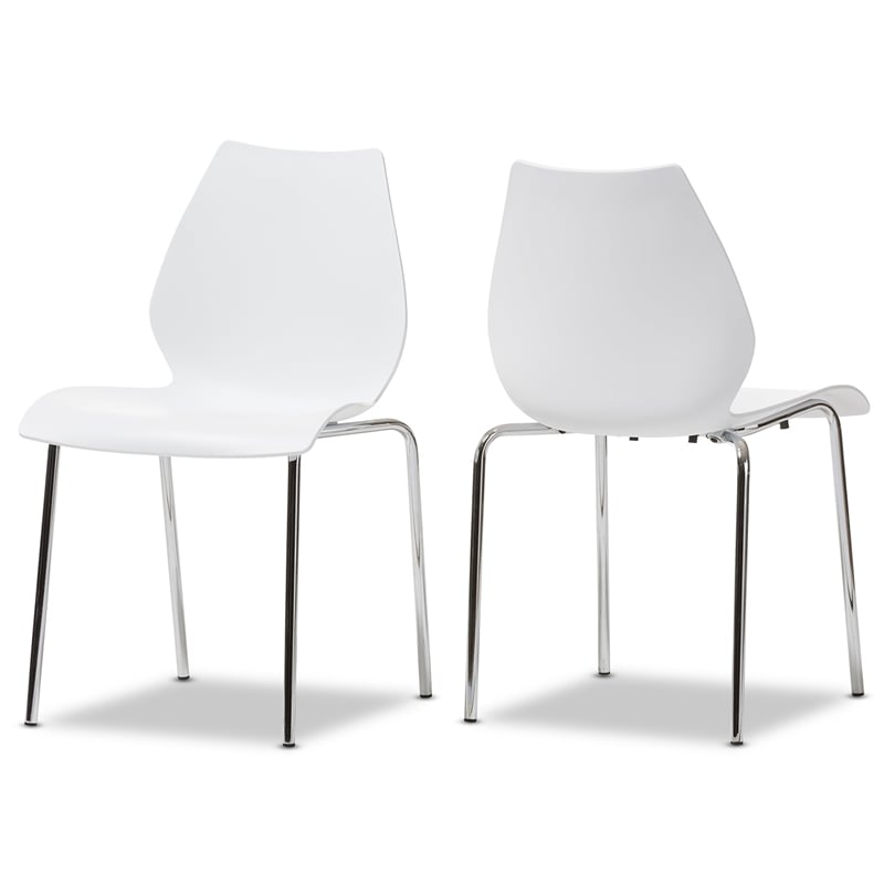Baxton Studio Overlea Dining Chair in White (Set of 2)