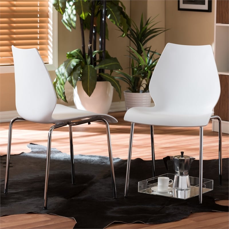 Baxton Studio Overlea Dining Chair in White (Set of 2)