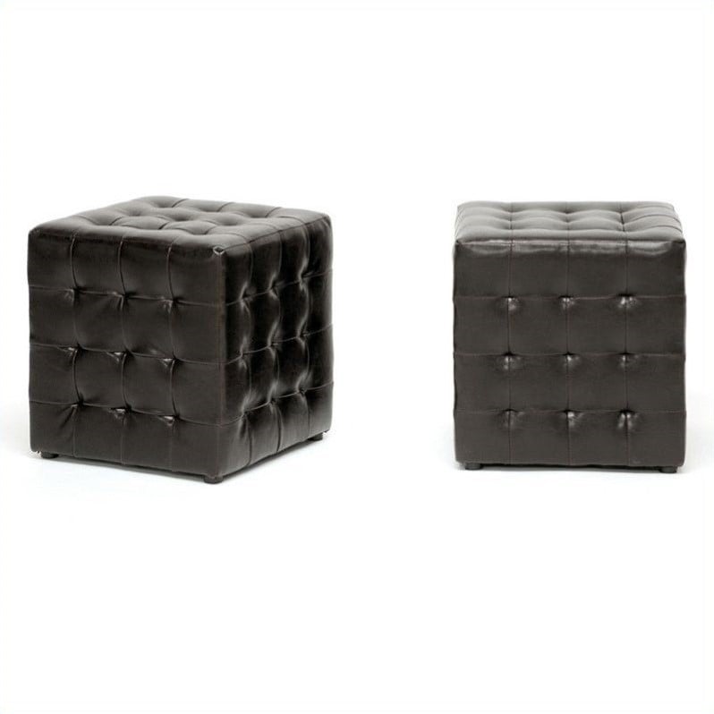 Siskal Cube Ottoman in Dark Brown (Set of 2)