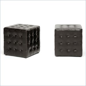 siskal cube ottoman in dark brown (set of 2)