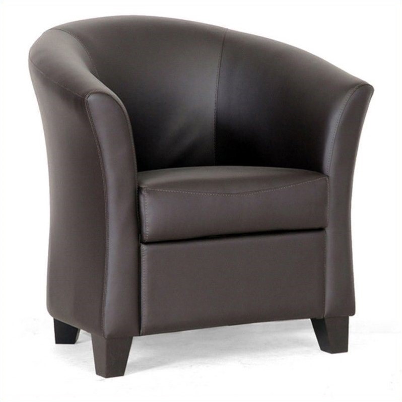 Faux Leather Barrel Club Chair in Brown - BBT5070-Dark Brown-CC
