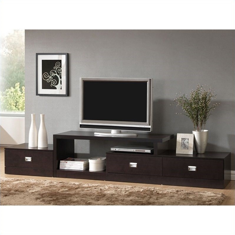 Marconi Asymmetrical TV Stand in Dark Brown