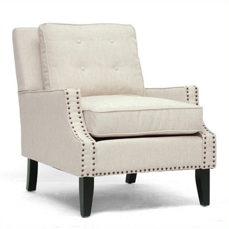 Norwich Fabric Tufted Club Arm Chair in Beige - BH-63705-Beige-CC