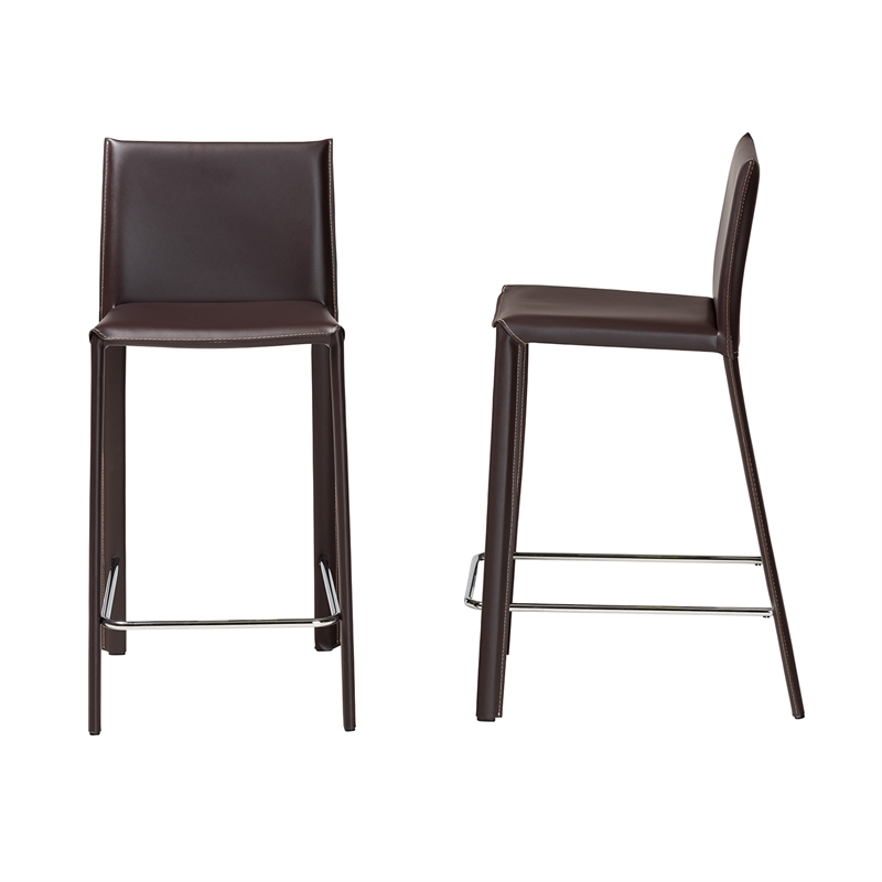 Baxton Studio Counter Stool in Brown Set of 2