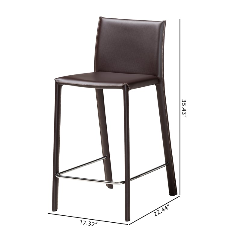 Baxton Studio Counter Stool in Brown (Set of 2)