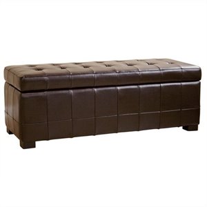 storage bench ottoman in dark brown