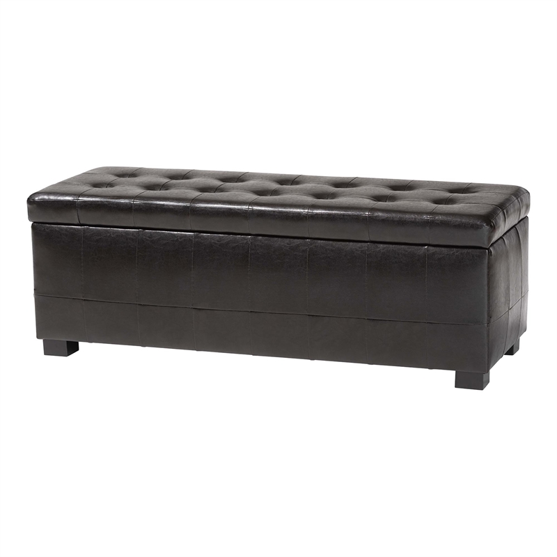 Storage Bench Ottoman in Dark Brown