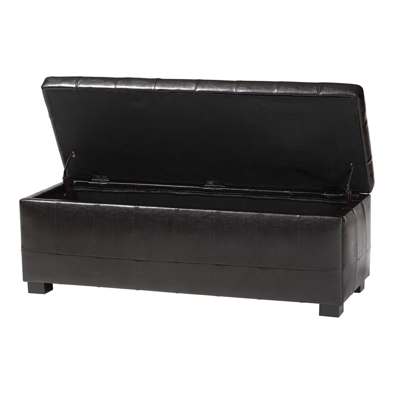 Storage Bench Ottoman in Dark Brown
