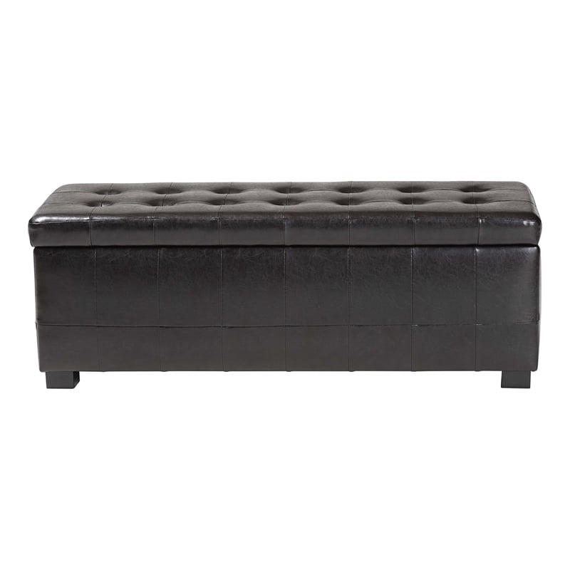 Storage Bench Ottoman in Dark Brown