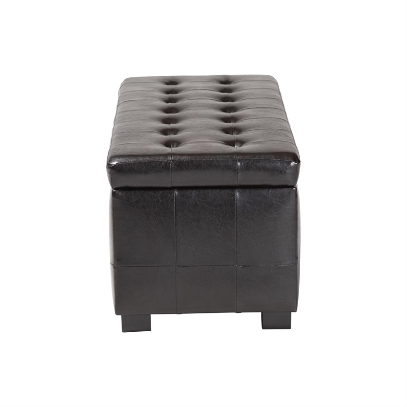Storage Bench Ottoman in Dark Brown