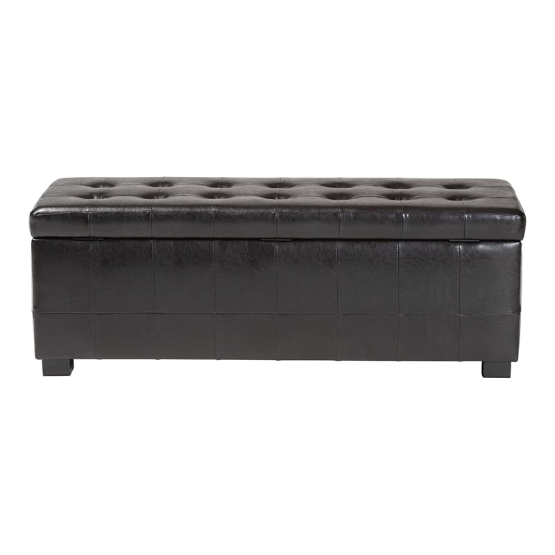 Storage Bench Ottoman in Dark Brown