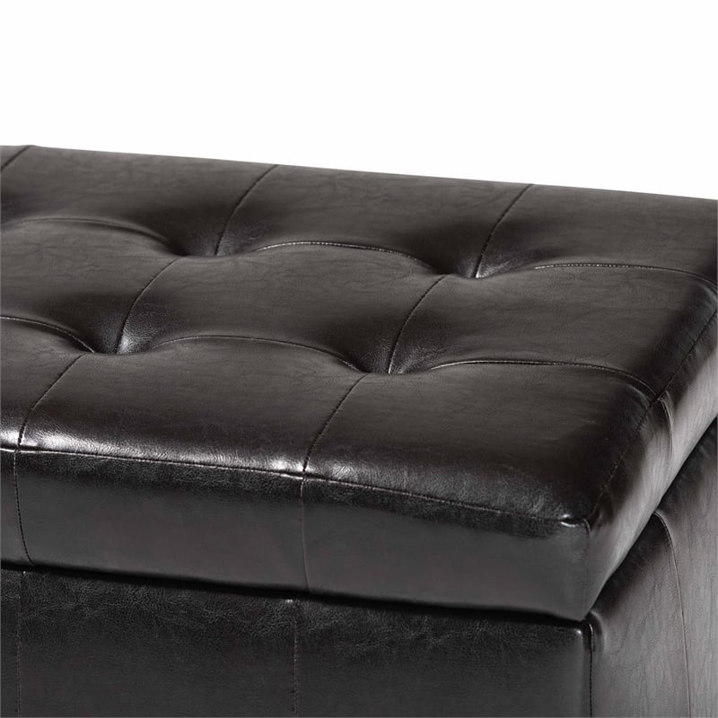 Storage Bench Ottoman in Dark Brown