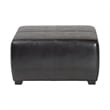 Square Leather Ottoman Footstool in Black