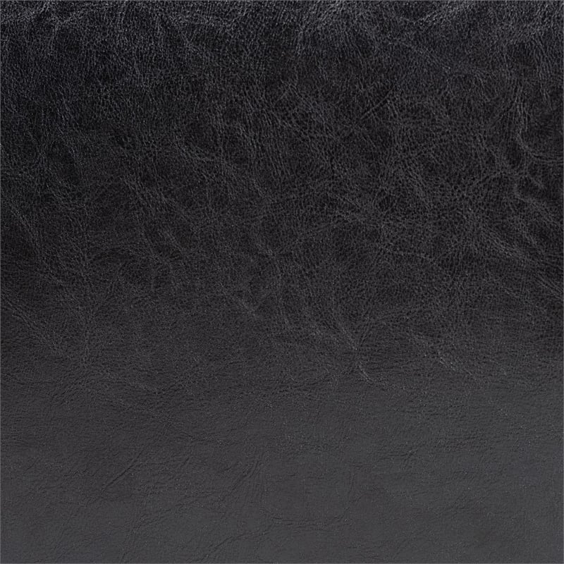 Square Leather Ottoman Footstool in Black